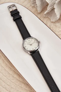 Zegarki>Ernest Damski Zegarek Na Eko Skórzanym Pasku Czarny E62177