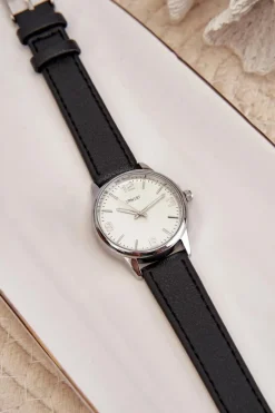 Zegarki></noscript>Ernest Damski Zegarek Na Eko Skórzanym Pasku Czarny E62177