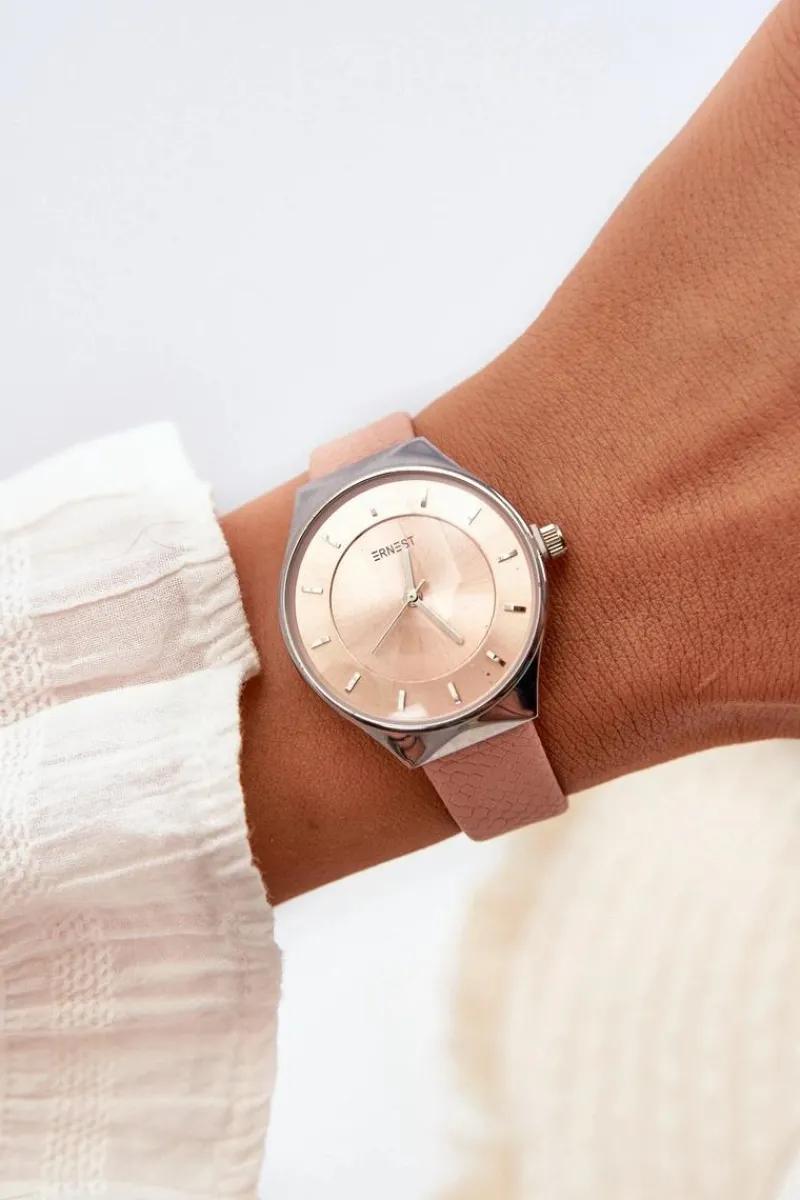 Outlet Damski Zegarek Na Eko Skórzanym Pasku Różowy E62013L Zegarki