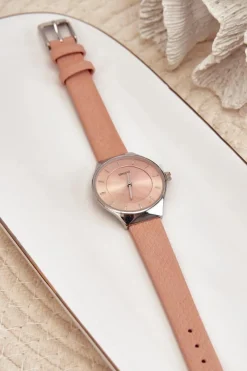 Outlet Damski Zegarek Na Eko Skórzanym Pasku Różowy E62013L Zegarki
