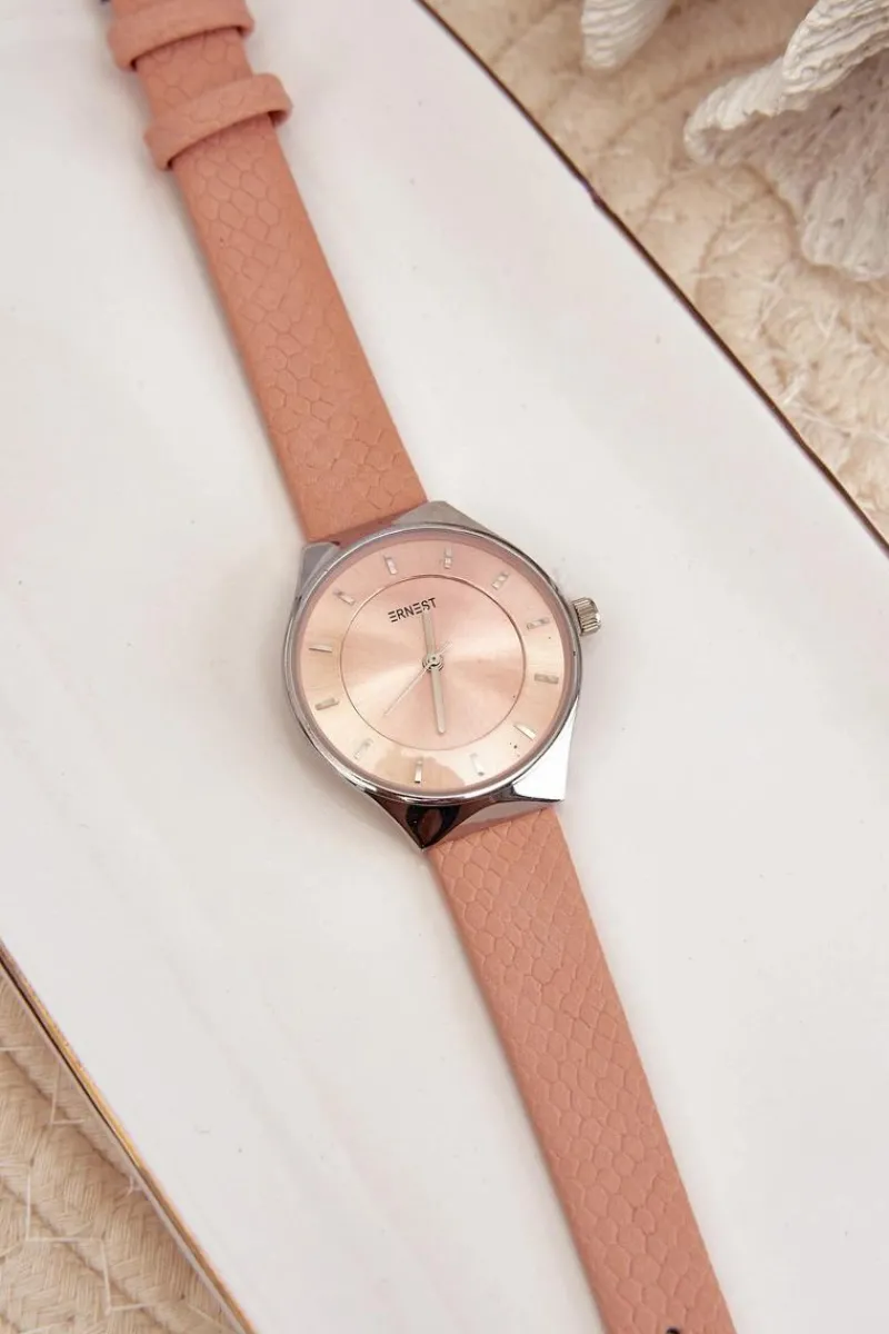 Outlet Damski Zegarek Na Eko Skórzanym Pasku Różowy E62013L Zegarki