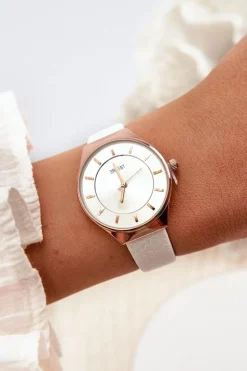 Sale Ernest Damski Zegarek Na Eko Skórzanym Pasku Biały E62013L