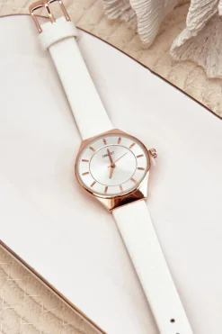 Sale Ernest Damski Zegarek Na Eko Skórzanym Pasku Biały E62013L