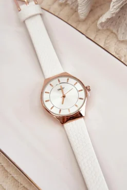 Sale Ernest Damski Zegarek Na Eko Skórzanym Pasku Biały E62013L