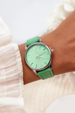 Best Ernest Damski Zegarek Na Eko Skórzanym Pasku Zielony E62177