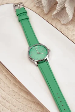 Best Ernest Damski Zegarek Na Eko Skórzanym Pasku Zielony E62177