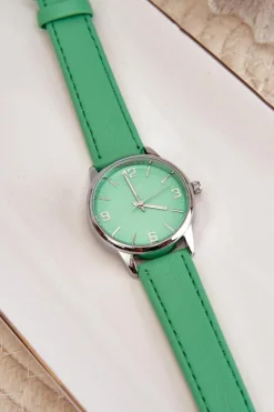 Best Ernest Damski Zegarek Na Eko Skórzanym Pasku Zielony E62177