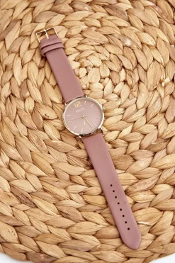 Zegarki>Ernest Damski Zegarek Na Skórzanym Pasku E62001MD Różowy