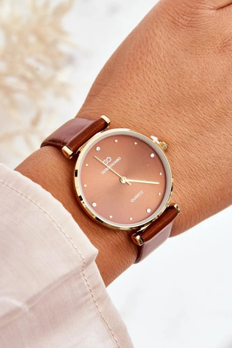 Giorgio&Dario Damski Zegarek Na Skórzanym Pasku Giorgio & Dario GDM230411 Camel