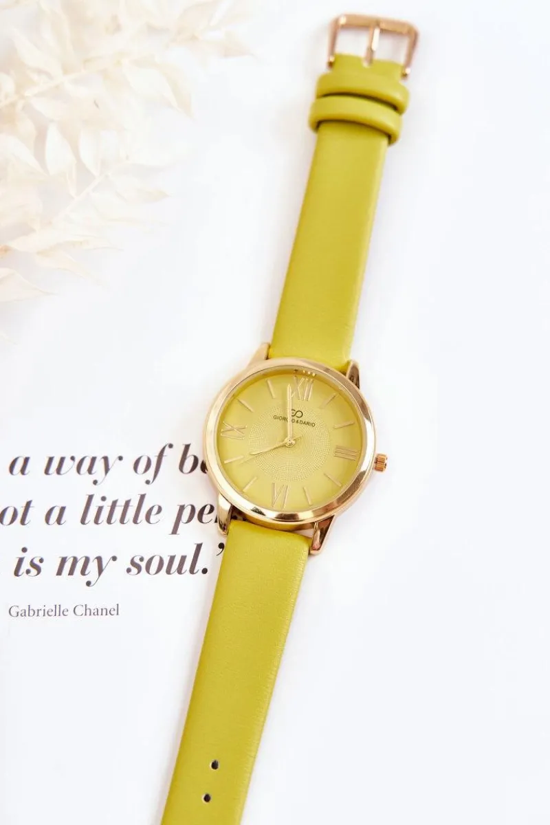 Zegarki>Giorgio&Dario Damski Zegarek Na Skórzanym Pasku Zielony