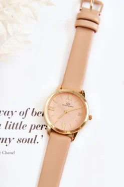 Zegarki></noscript>Giorgio&Dario Damski Zegarek Na Skórzanym Pasku Beżowy