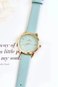 New Giorgio&Dario Damski Zegarek Na Skórzanym Pasku Miętowy