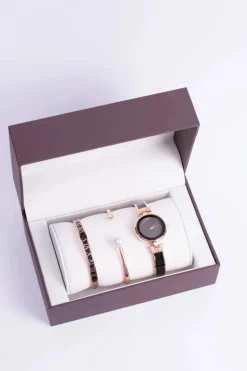 Clearance Michael John Damski Zegarek z Bransoletą Złoty Róż Czarny