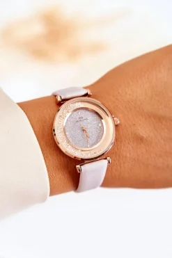 Clearance Damski Zegarek Z Brokatową Tarczą Szary Zegarki