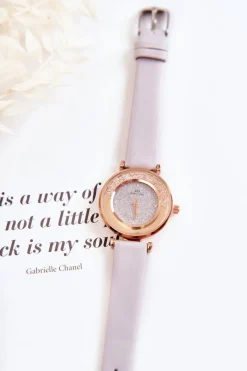 Clearance Damski Zegarek Z Brokatową Tarczą Szary Zegarki