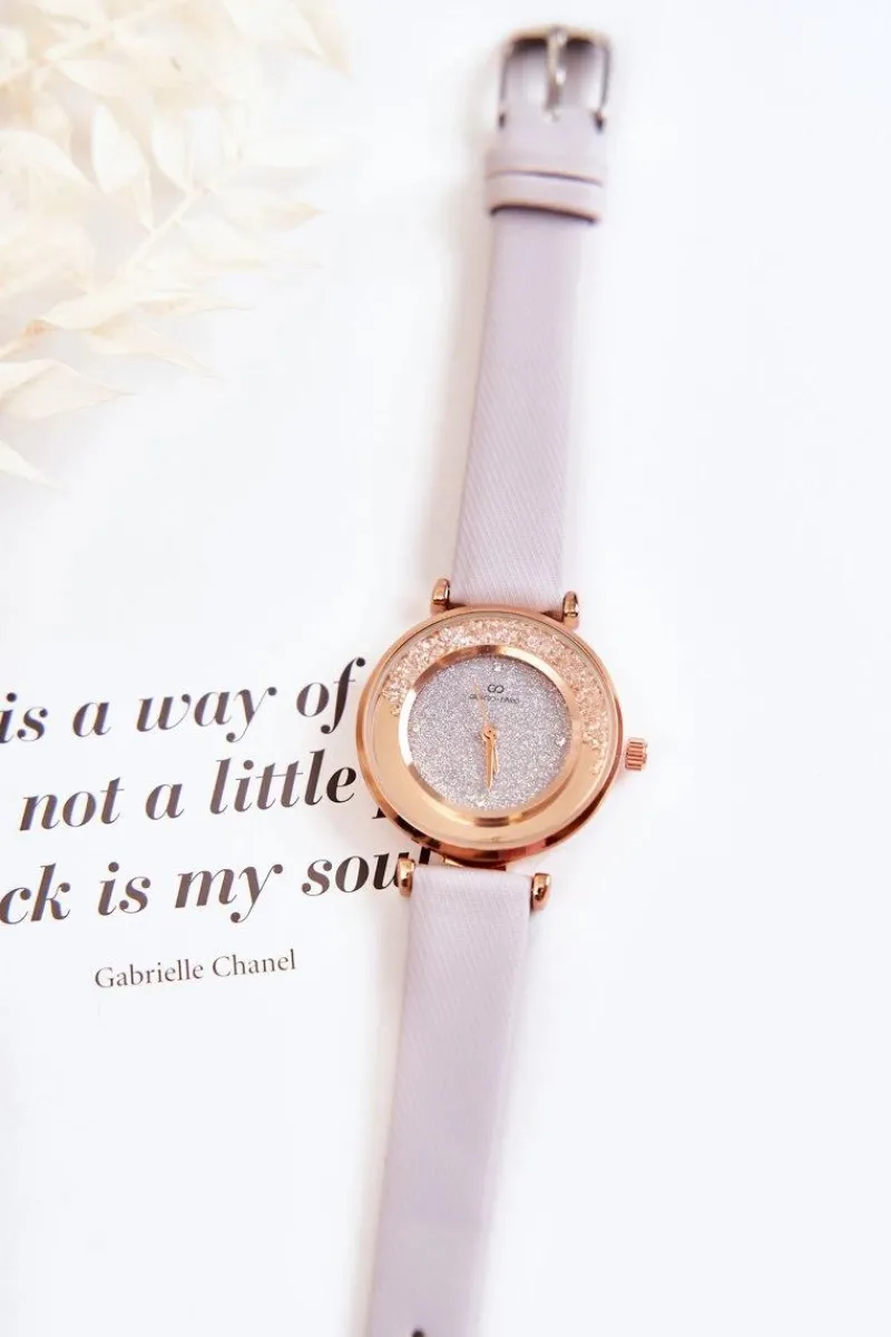 Clearance Damski Zegarek Z Brokatową Tarczą Szary Zegarki