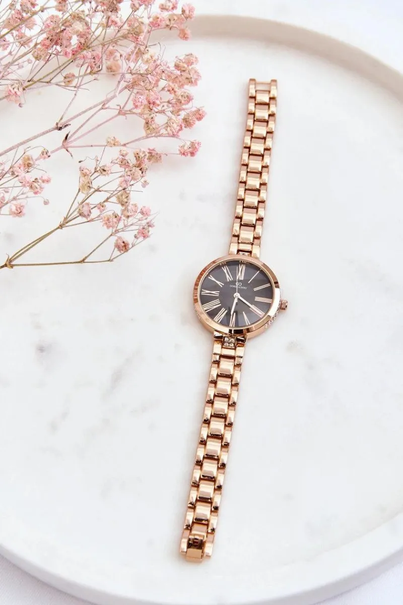 Clearance Boto Damski Zegarek Z Ciemną Tarczą Giorgio&Dario Różowe Złoto