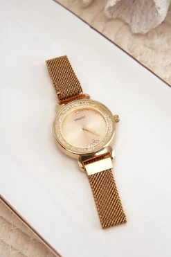 New Ernest Damski Zegarek Ze Srebrną Tarczą Złoty