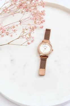 Zegarki>Ernest Damski Zegarek Ze Srebrną Tarczą Różowe Złoto