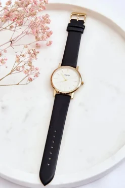 Hot Ernest Damski Zegarek Ze Złotą Kopertą Czarny Vega