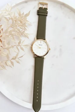 Best Damski Zegarek Ze Złotą Kopertą Zielony Vega Zegarki