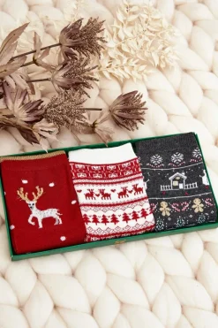 Outlet Aura.via Damski Zestaw Świątecznych Skarpetek 3-Pak