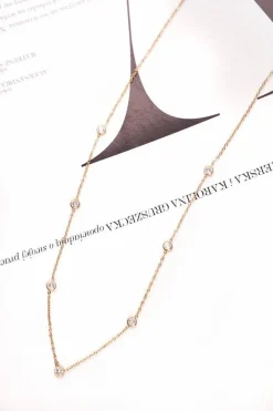 Outlet Boto Damski Złoty Naszyjnik Łańcuszek Celebrytka Białe Cyrkonie Elvira