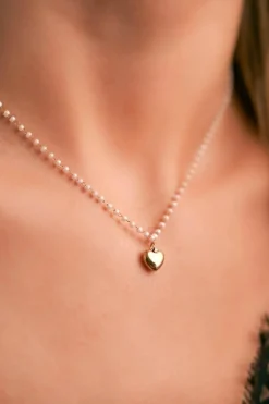 Best Damski Złoty Naszyjnik Łańcuszek Perełki Serce Camilla Naszyjniki