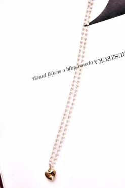 Best Damski Złoty Naszyjnik Łańcuszek Perełki Serce Camilla Naszyjniki