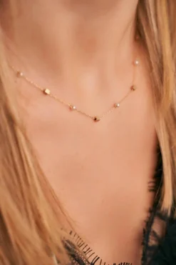 Naszyjniki>Boto Damski Złoty Naszyjnik Łańcuszek Perełki Christine