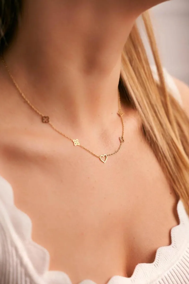 Outlet Boto Damski Złoty Naszyjnik Łańcuszek Koniczynka Serce Sweetie