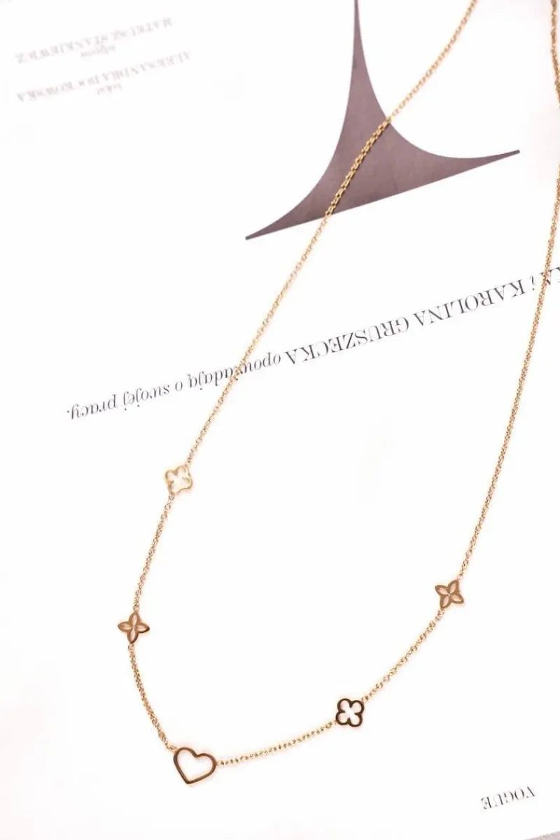 Outlet Boto Damski Złoty Naszyjnik Łańcuszek Koniczynka Serce Sweetie