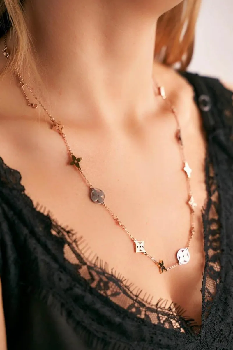 New Damski Złoty Naszyjnik Łańcuszek Koniczynka Srebro 3 Kolory Złota Merci Naszyjniki