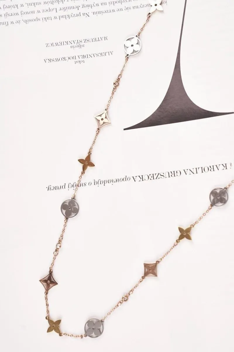 New Damski Złoty Naszyjnik Łańcuszek Koniczynka Srebro 3 Kolory Złota Merci Naszyjniki