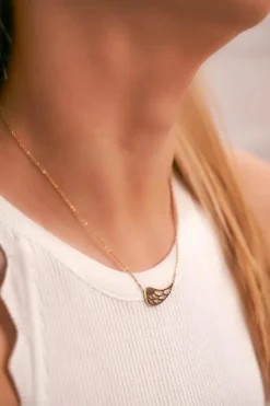 Naszyjniki>Boto Damski Złoty Naszyjnik Łańcuszek Skrzydło Rebecca