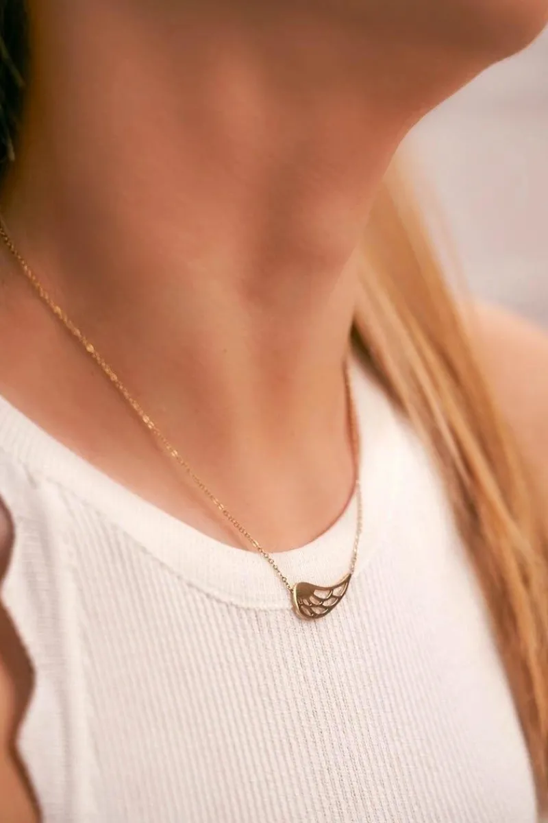 Naszyjniki>Boto Damski Złoty Naszyjnik Łańcuszek Skrzydło Rebecca