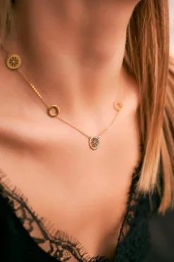 Naszyjniki>Boto Damski Złoty Naszyjnik Orientalny Koło Viola