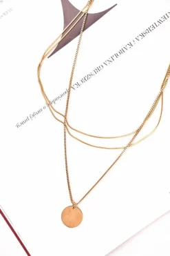 Online Damski Złoty Potrójny Naszyjnik Koło Wilma Naszyjniki