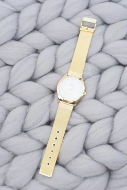 Best Damski Złoty Szykowny Zegarek z Bransoletą Zegarki