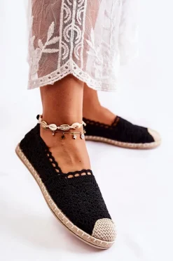 Best Damskie Ażurowe Espadryle Wsuwane Czarne Letisa Damskie Czarne Espadryle