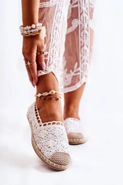 Czarne Espadryle>Boto Damskie Ażurowe Espadryle Wsuwane Białe Letisa