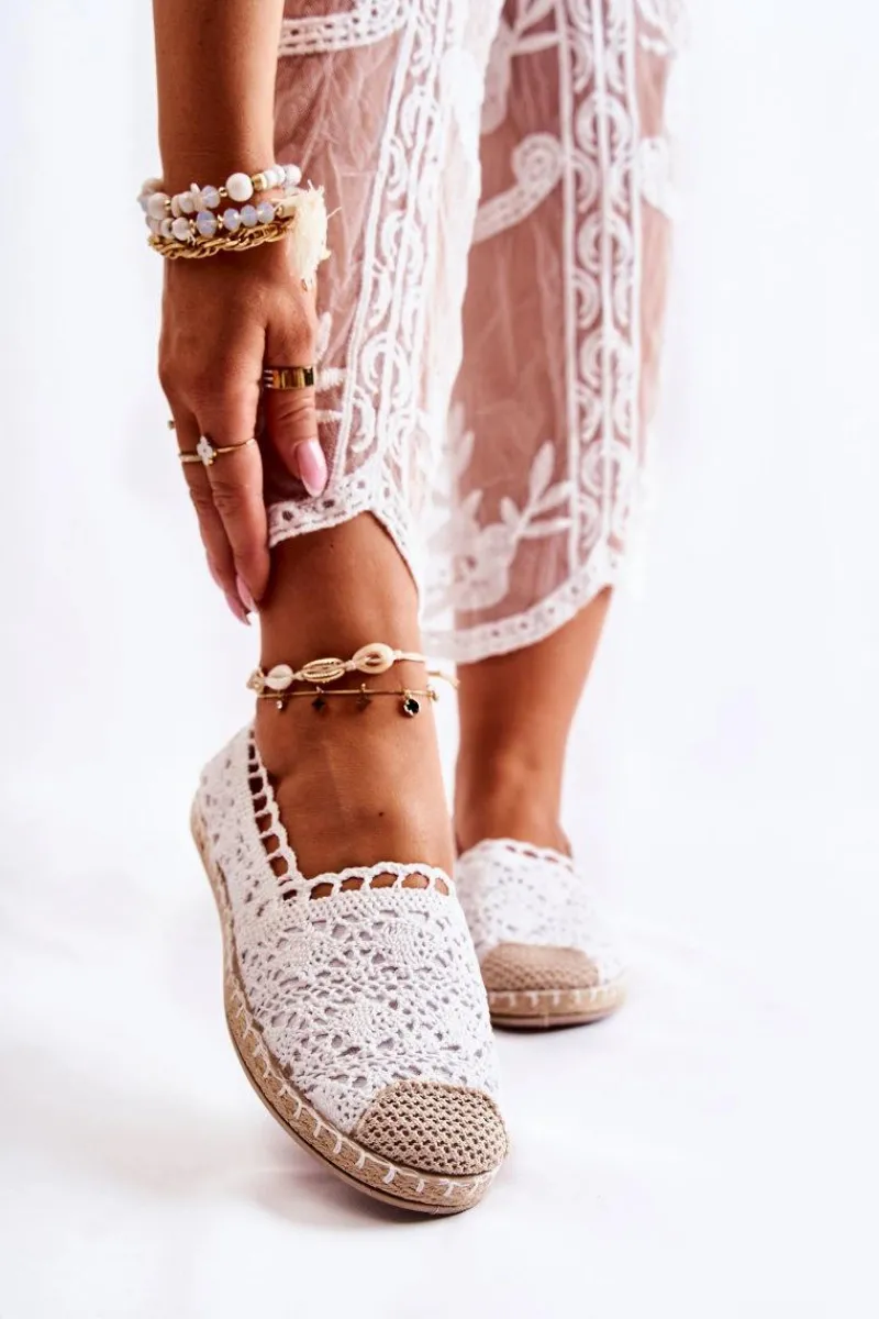 Czarne Espadryle>Boto Damskie Ażurowe Espadryle Wsuwane Białe Letisa