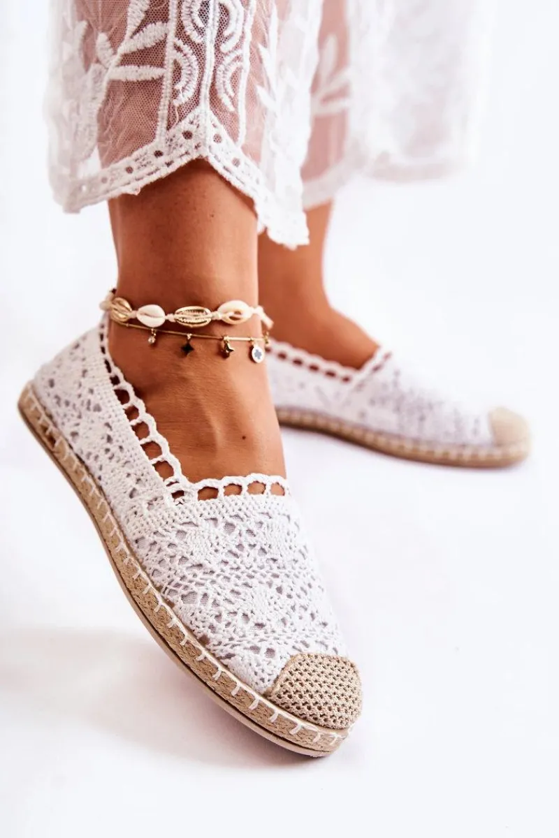 Czarne Espadryle>Boto Damskie Ażurowe Espadryle Wsuwane Białe Letisa