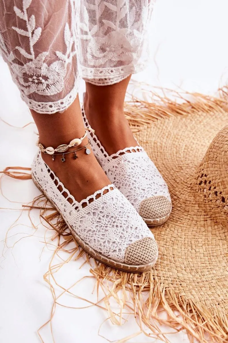 Czarne Espadryle>Boto Damskie Ażurowe Espadryle Wsuwane Białe Letisa