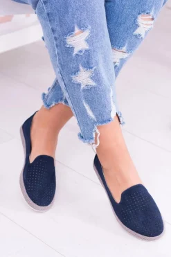 Baleriny Klasyczne>Damskie buty S.Barski Damskie Ażurowe Granatowe Balerinki Eparo