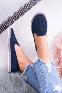 Baleriny Klasyczne></noscript>Damskie buty S.Barski Damskie Ażurowe Granatowe Balerinki Eparo