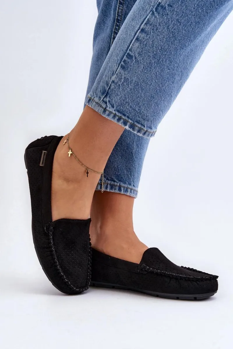 Online Damskie Ażurowe Mokasyny Czarne Rasirna Damskie Loafersy Damskie|Mokasyny Damskie Skórzane