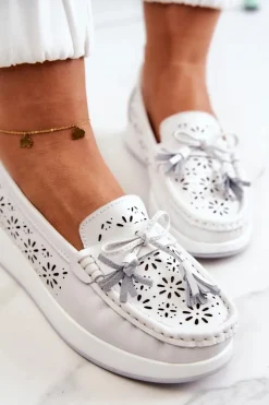 Hot Buty damskie Vinceza Damskie Ażurowe Mokasyny Na Platformie Białe Louise
