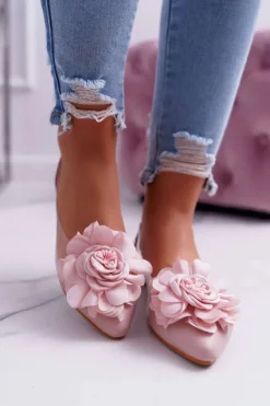 Sale Damskie Balerinki Lu Boo Różowe Z Kwiatem Transparentne Dairin Damskie Baleriny Klasyczne