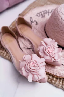 Sale Damskie Balerinki Lu Boo Różowe Z Kwiatem Transparentne Dairin Damskie Baleriny Klasyczne